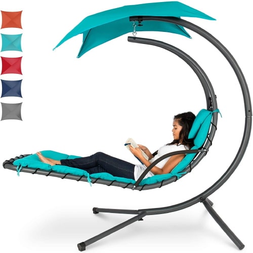 Best Choice Products Outdoor Hanging Curved Steel Chaise Lounge Chair