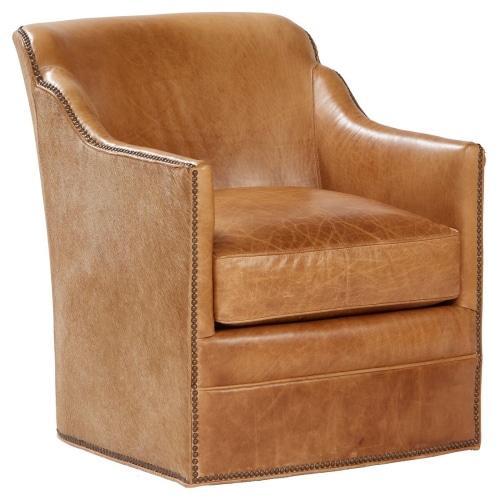 Hughes Swivel Chair, Camel Leather
