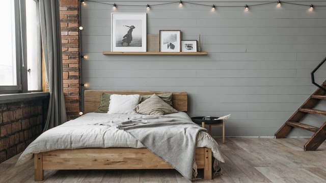 Calming Gray Walls with Attractive Wood Flooring
