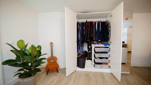Place a Small Shoe Rack or a Drawer in the Wardrobe