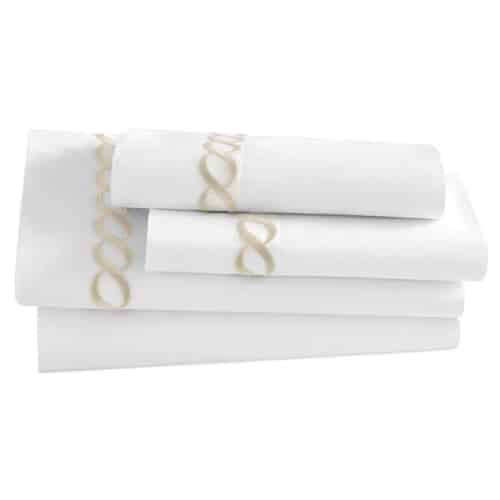 LUXOR Linens Pisano Eucalyptus Percale Embroidered Sheets