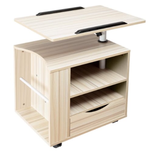 Siducal Functional Bedside Table Adjustable & Swivel Wooden Nightstand